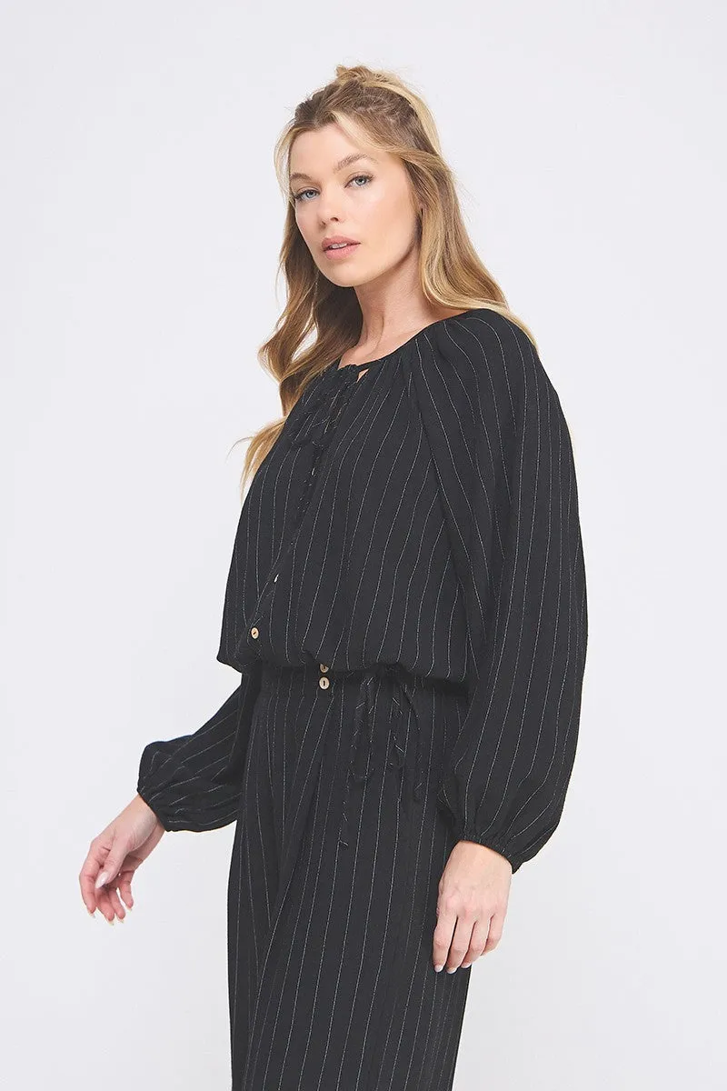 Soft Linen Pinstriped Blouse