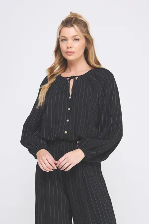 Soft Linen Pinstriped Blouse