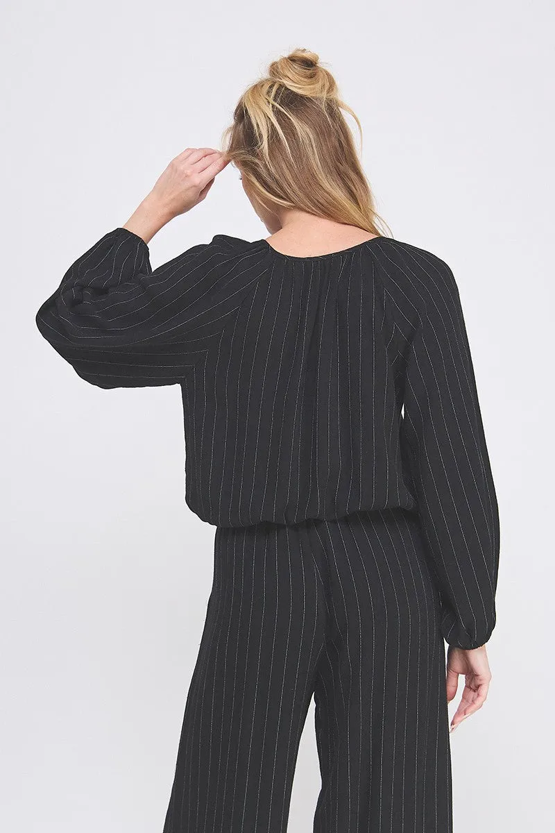 Soft Linen Pinstriped Blouse