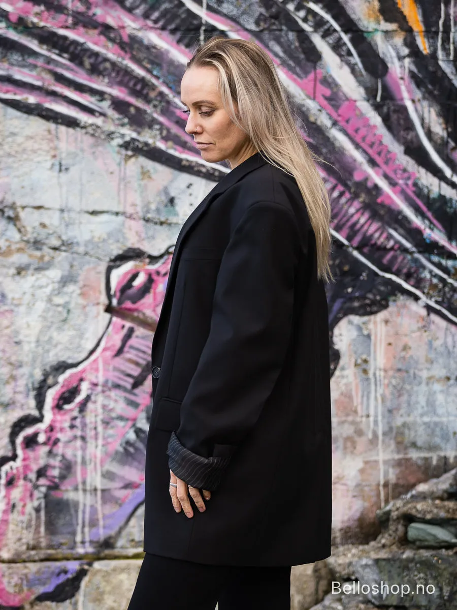 Sportmax Sort oversized dressjakke med to knapper