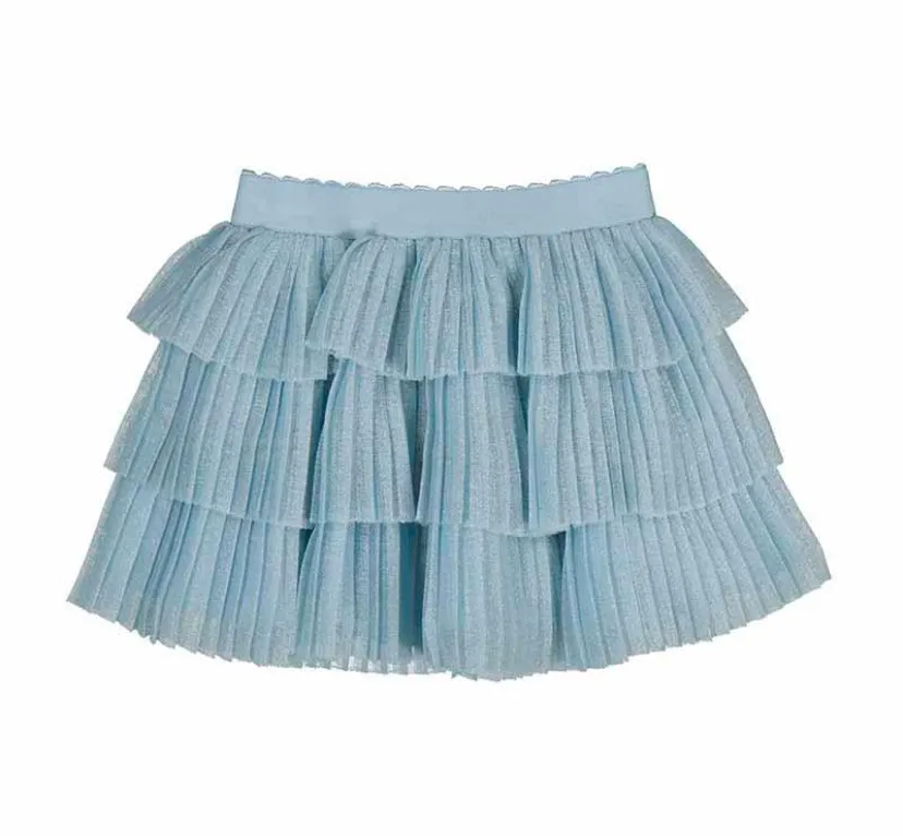 SS25 Mayoral - White T-Shirt with Ballerina Motif and Pleated Tulle Skirt