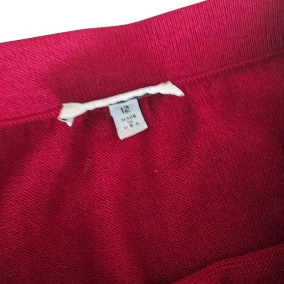 St. John Knitted Pleated Knee Length Skirt Burgundy