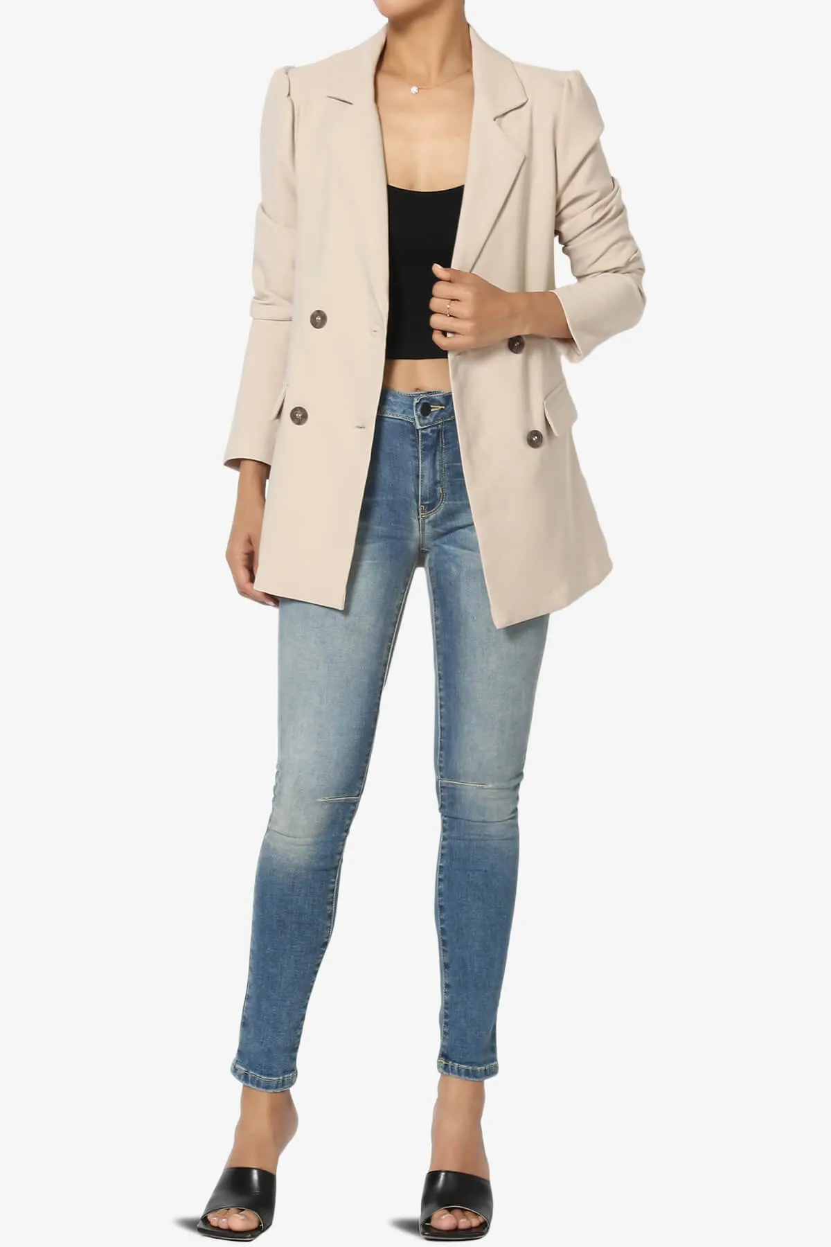 Starie Puff Sleeve Double Breasted Blazer