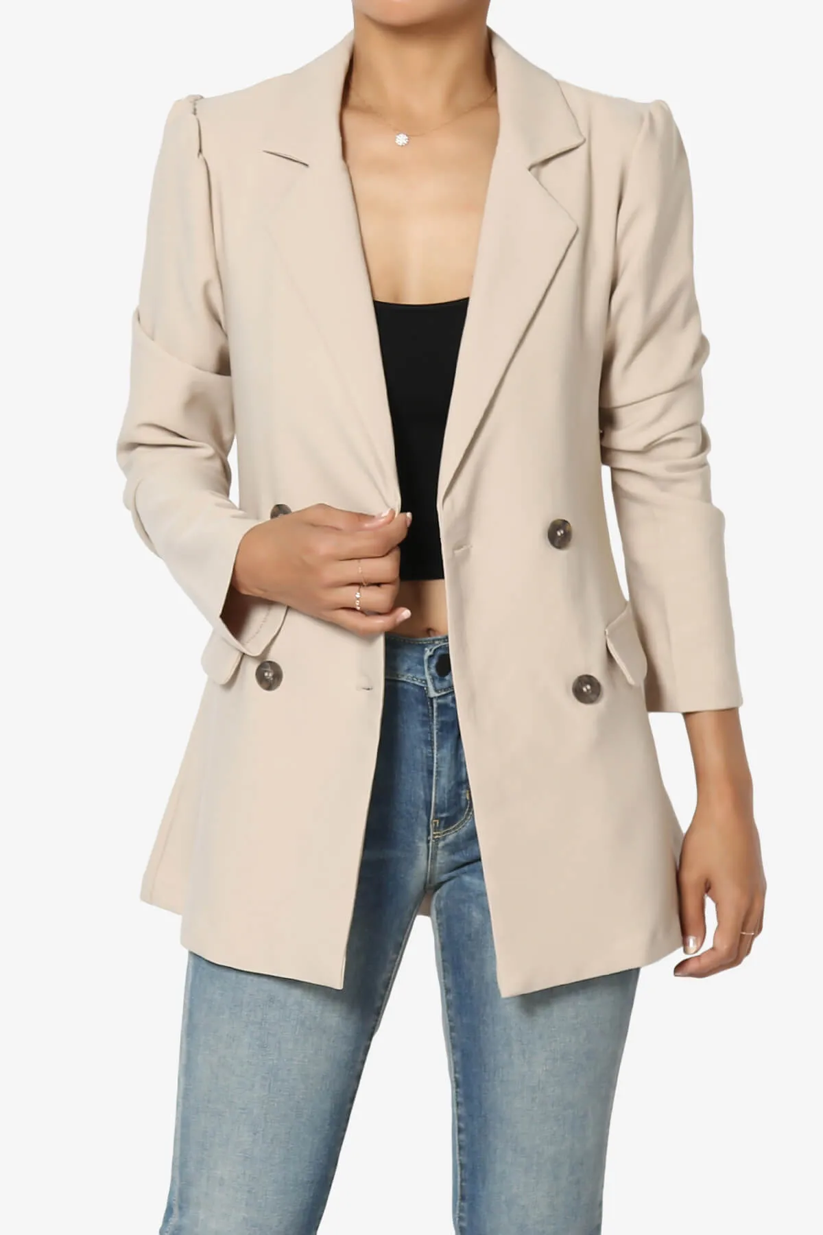 Starie Puff Sleeve Double Breasted Blazer
