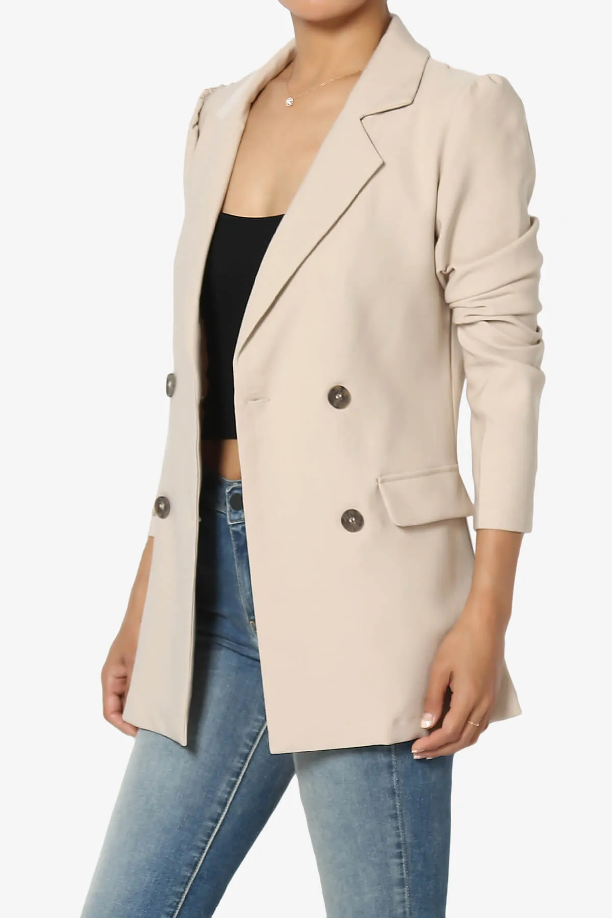 Starie Puff Sleeve Double Breasted Blazer