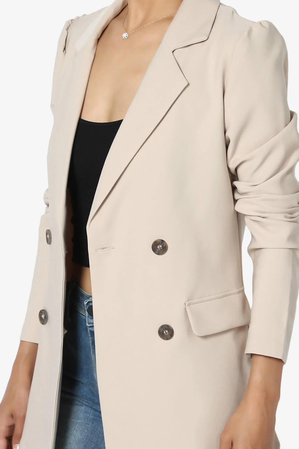 Starie Puff Sleeve Double Breasted Blazer