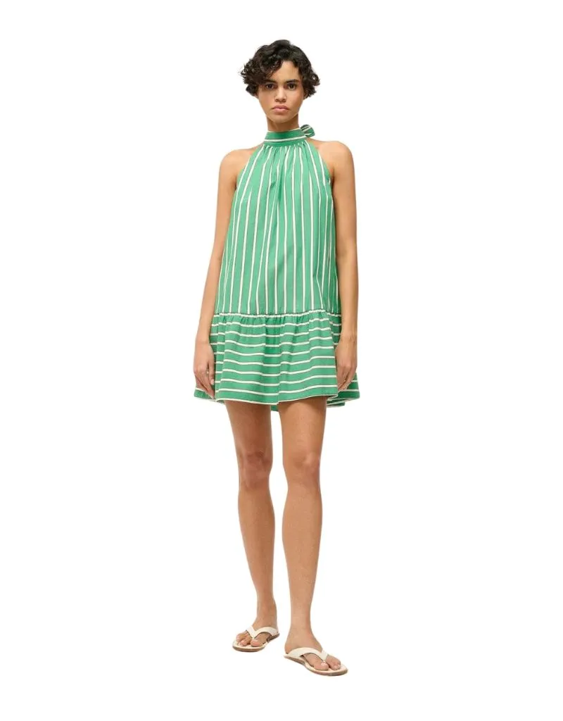 Staud Mini Marlowe Dress in Seaweed Stripe