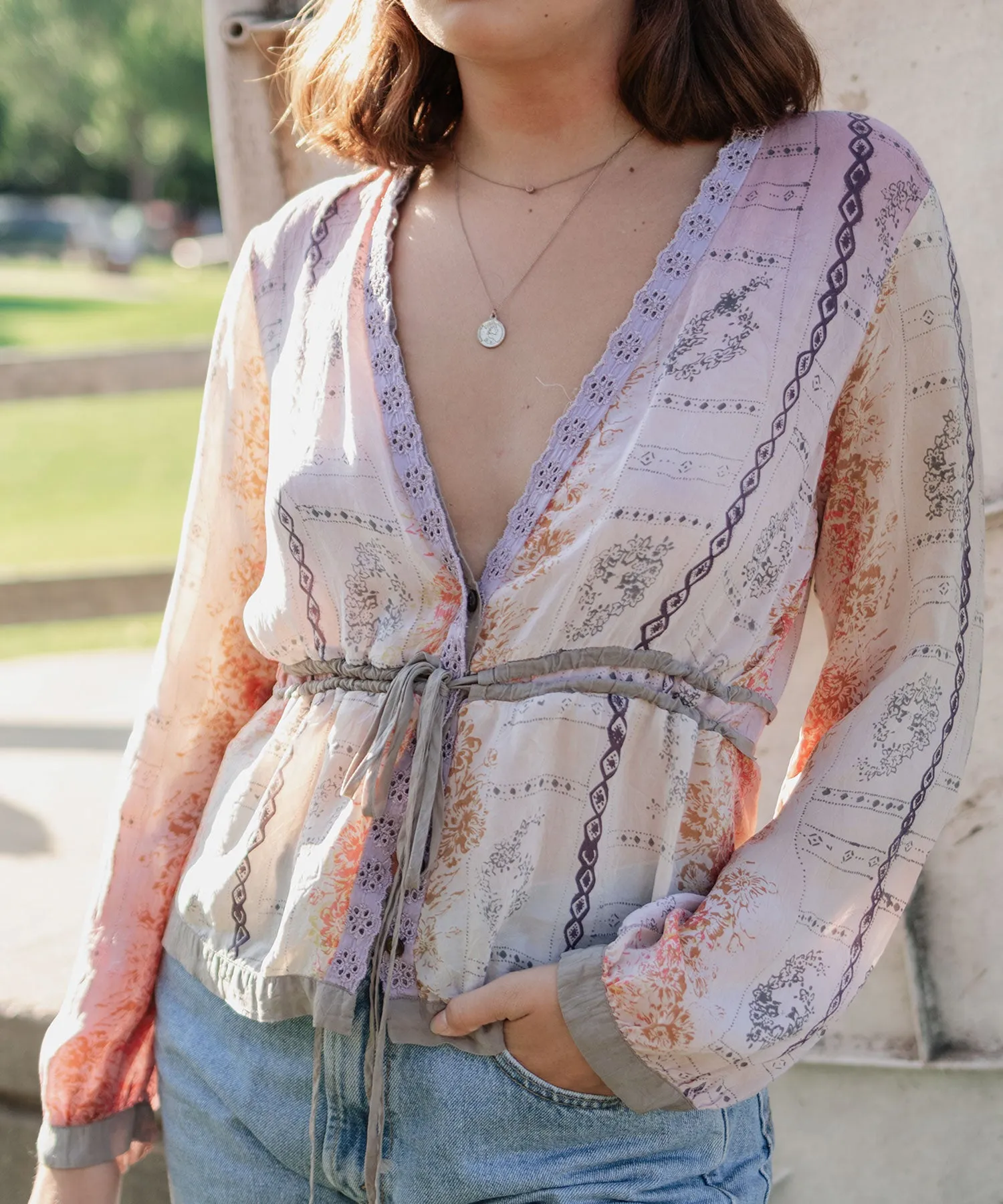 Stella Printed Button Down Blouse
