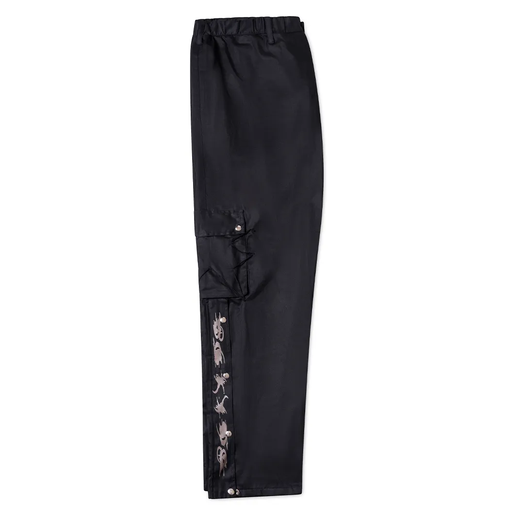Stitches Cargo Pants Loose Fit - Black