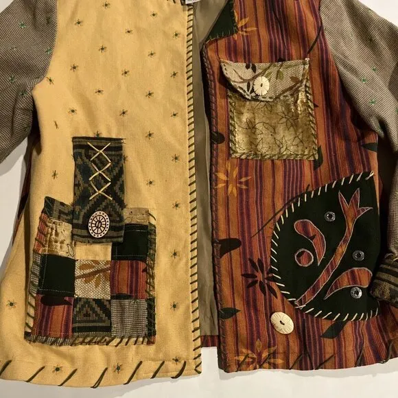 Stonebridge Wearable Art Lagenlook Open Front Oversized Jacket Blazer Boho Large