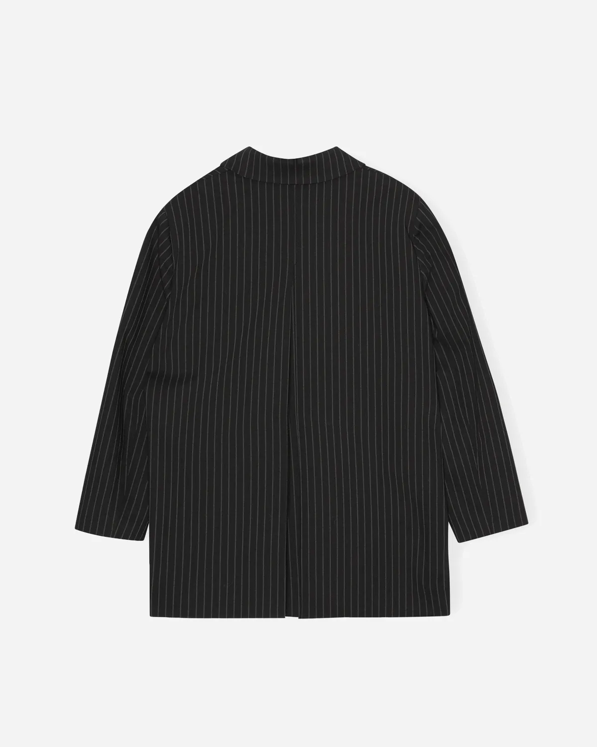 Stretch Stripe Oversized Blazer - Black