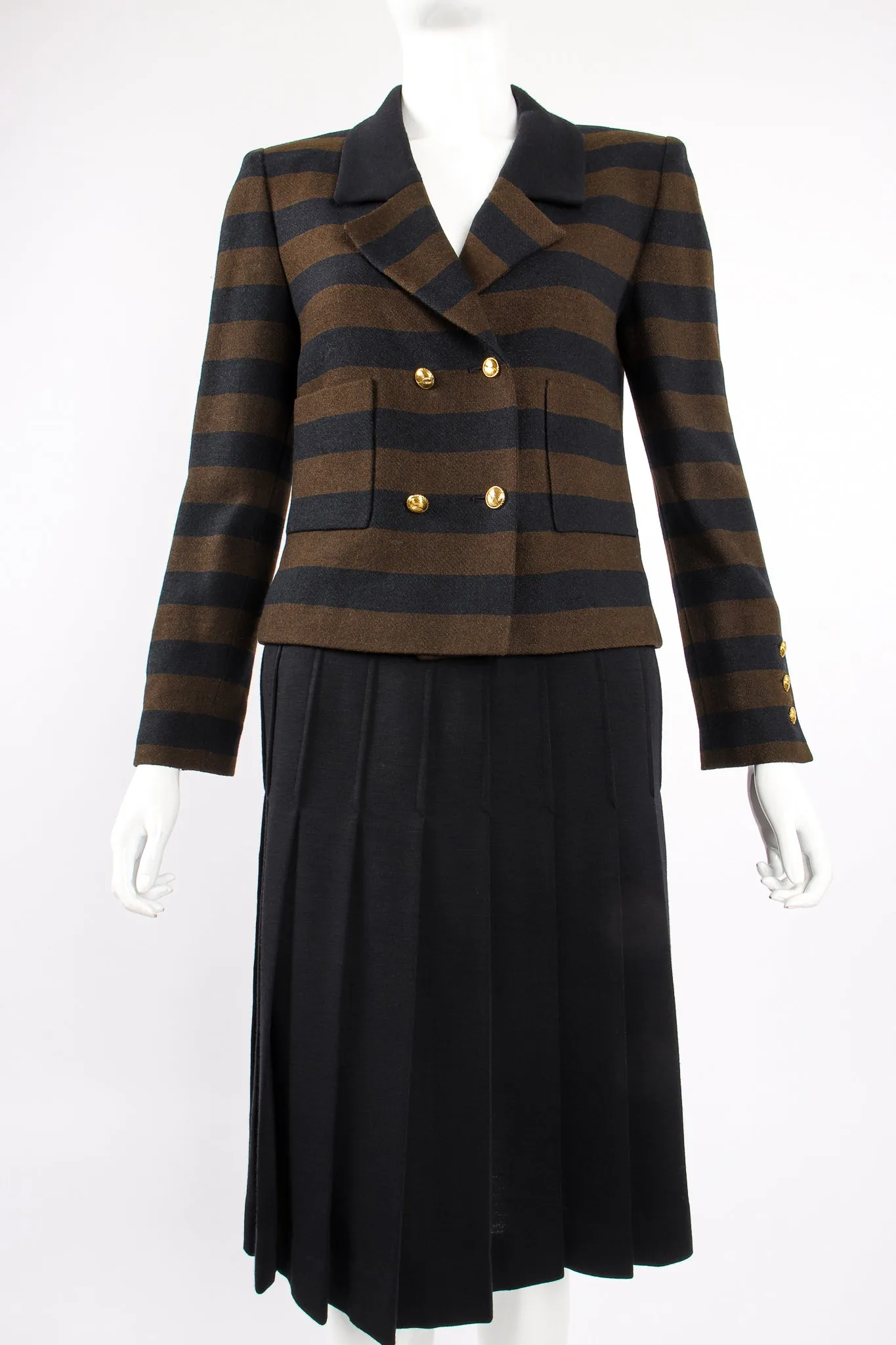 Striped Boxy Jacket & Skirt Set
