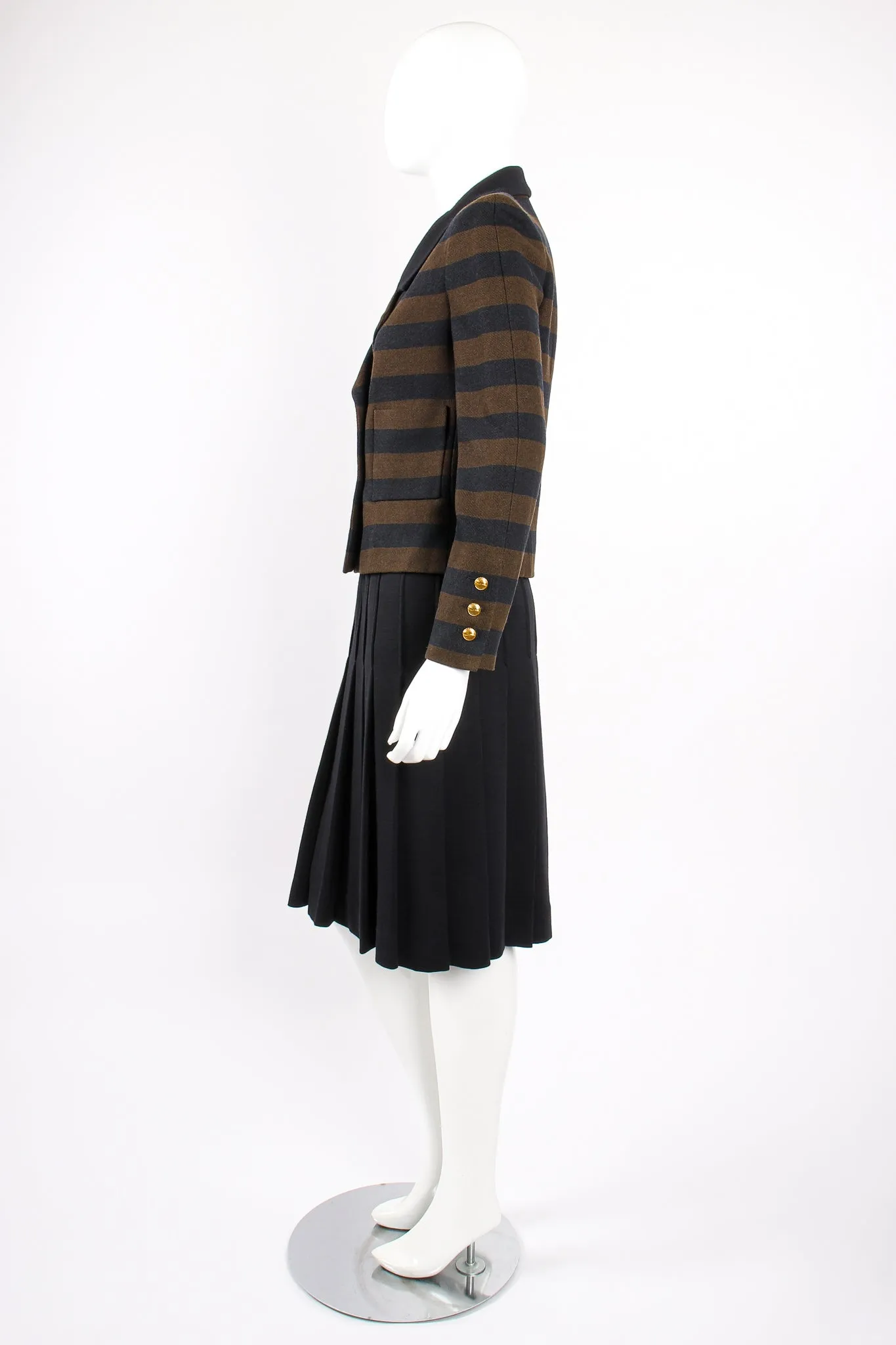 Striped Boxy Jacket & Skirt Set