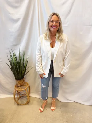 Striped Sheersucker Oversized Blazer