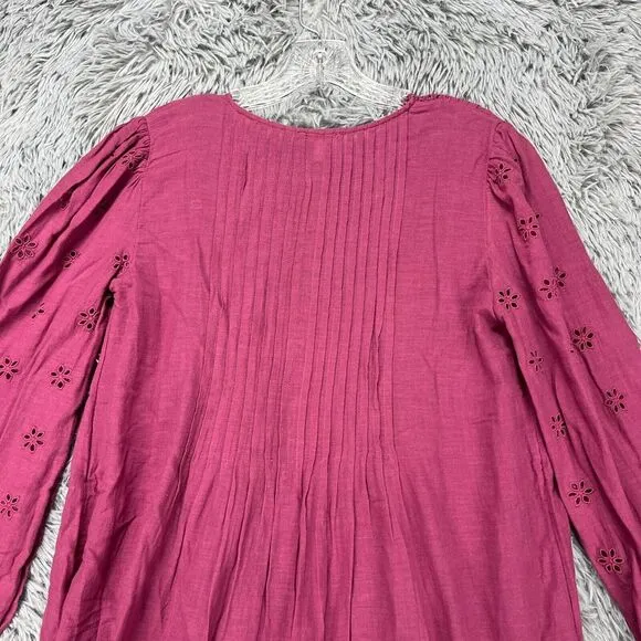 Sundance Chantae Shift Dress Women's S Purple Eyelet Boho Hippie Prairie Ruffle