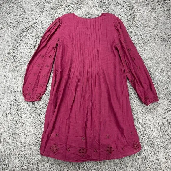 Sundance Chantae Shift Dress Women's S Purple Eyelet Boho Hippie Prairie Ruffle