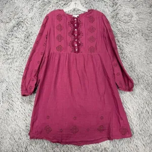 Sundance Chantae Shift Dress Women's S Purple Eyelet Boho Hippie Prairie Ruffle