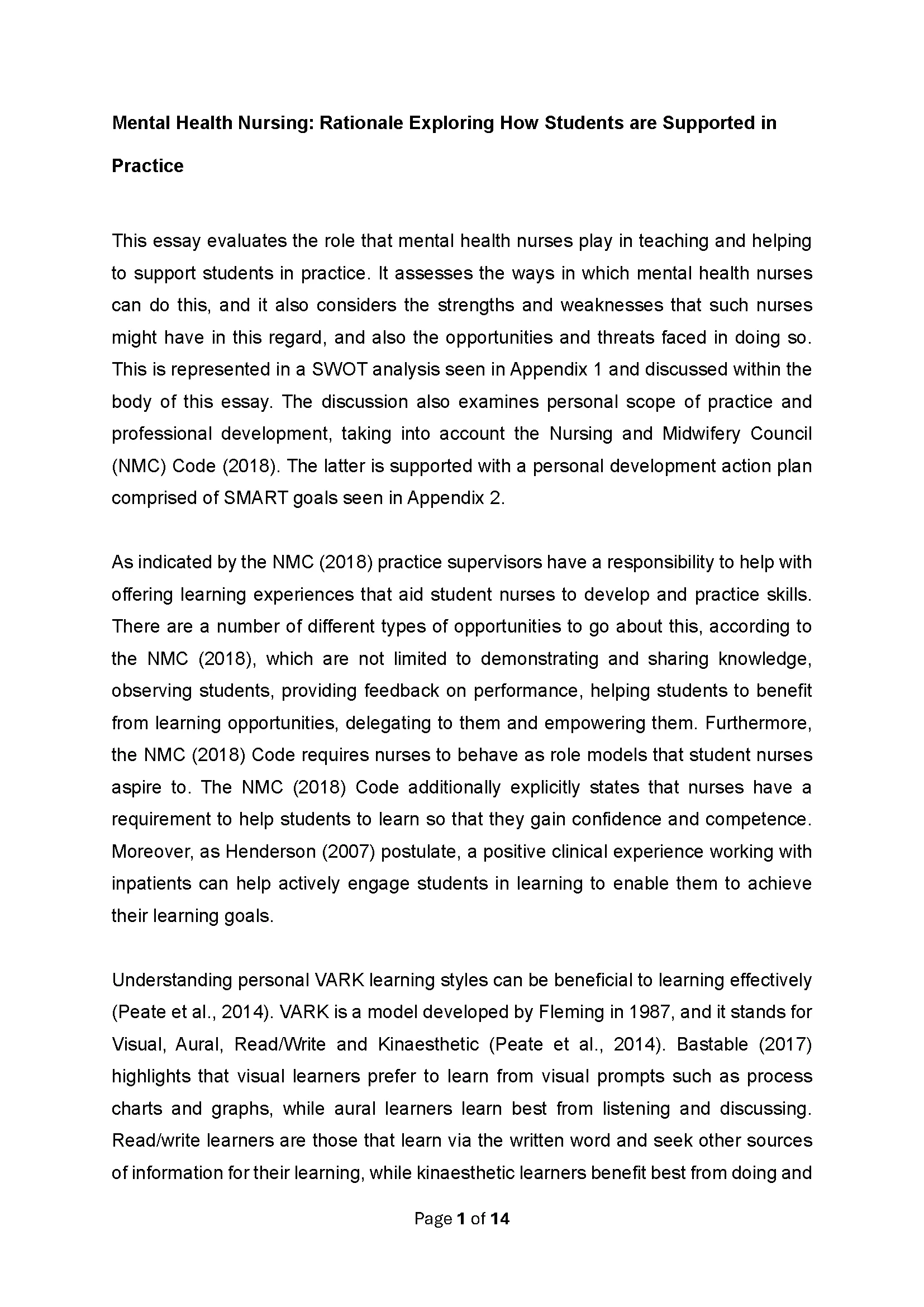 Supporting Students on Placement: Mental Health Nursing Essay