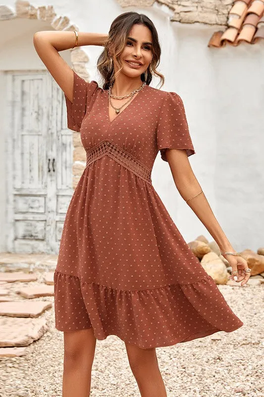 Swiss Dots Bell Sleeves Dress