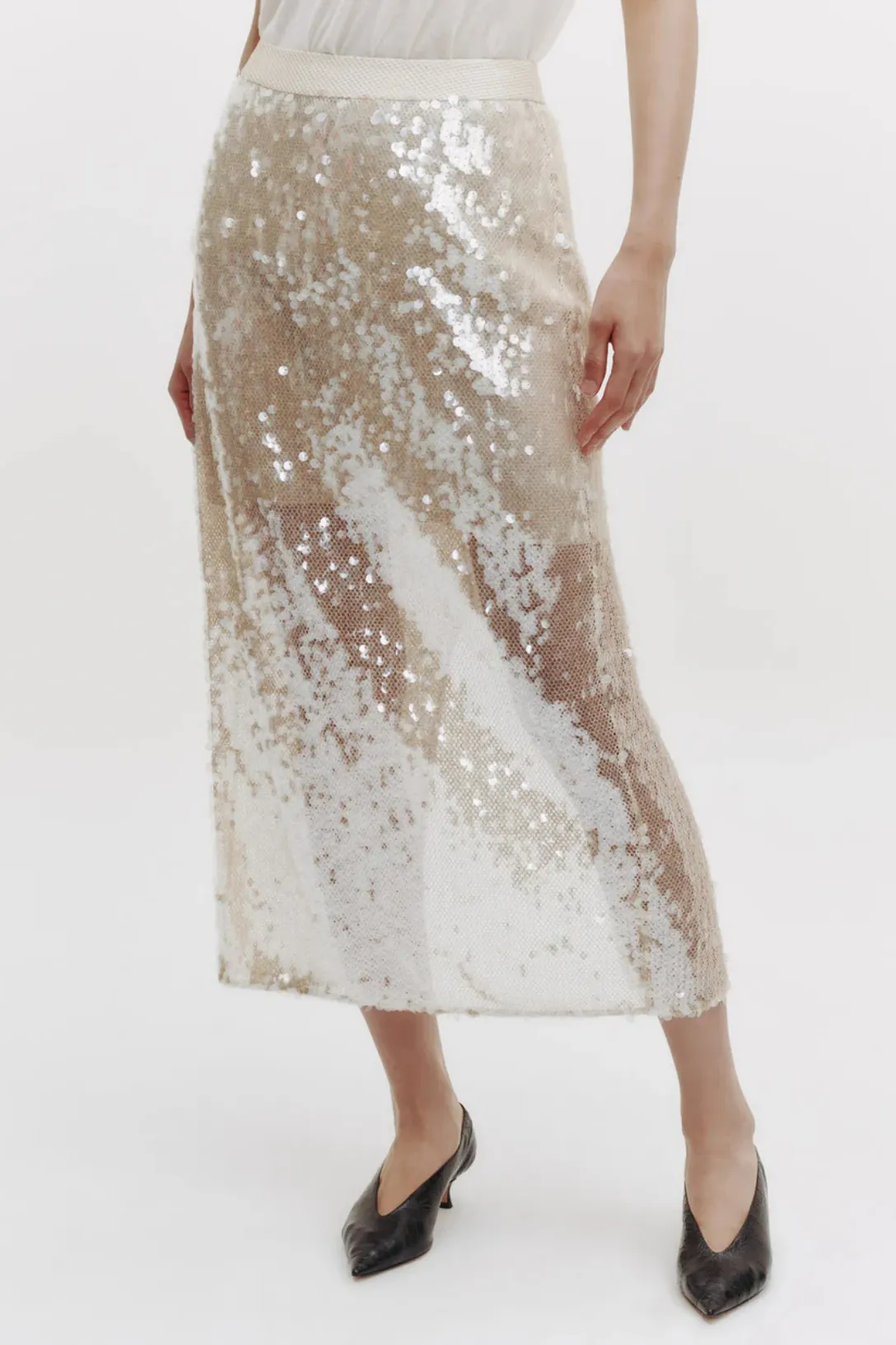 Sylkie Skirt | Beige /Clear