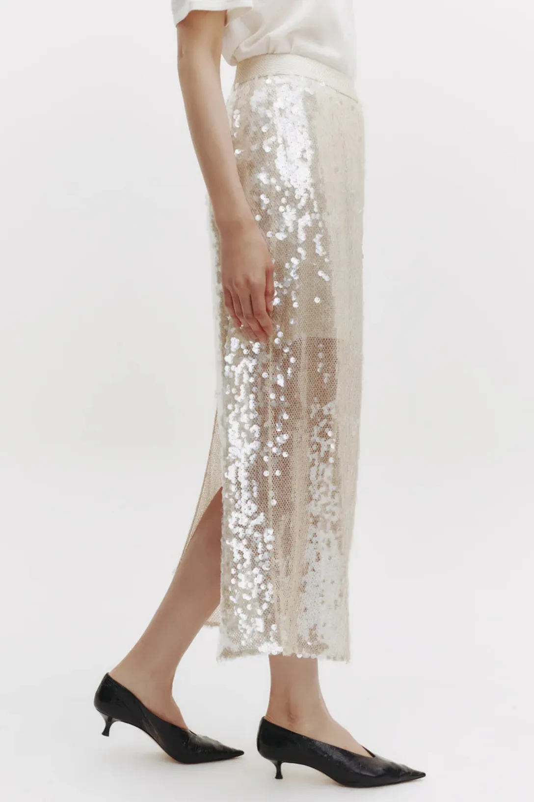 Sylkie Skirt | Beige /Clear