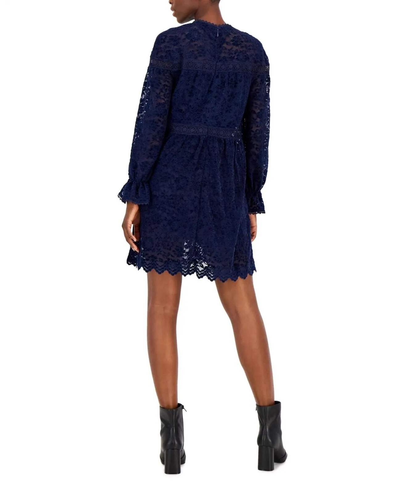 Tahari Asl Womens Lace Mock-Neck Shift Dress 2AM194-T2 Navy Blue 6