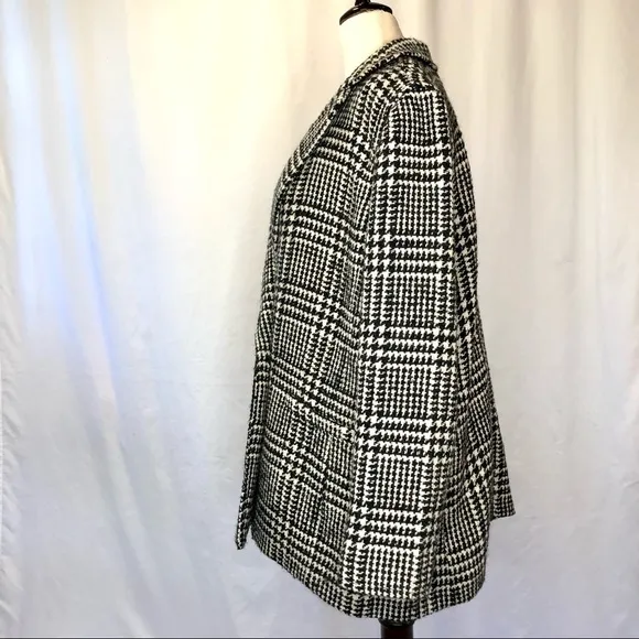Talbots black white wool houndstooth blazer 16P