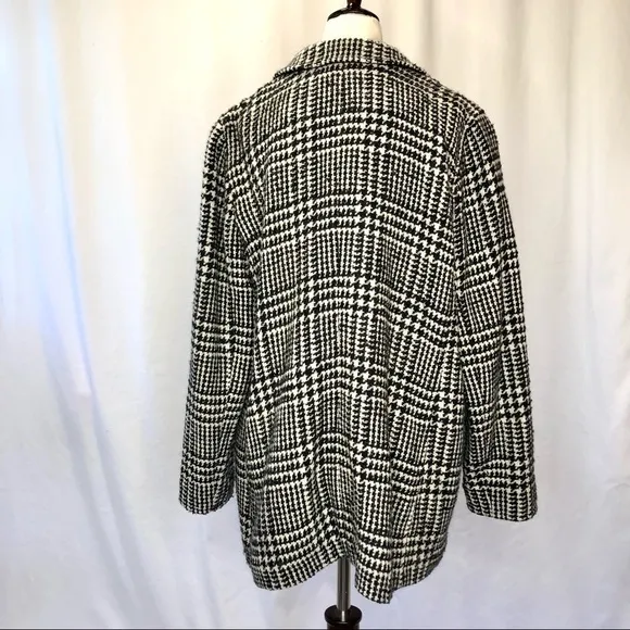 Talbots black white wool houndstooth blazer 16P