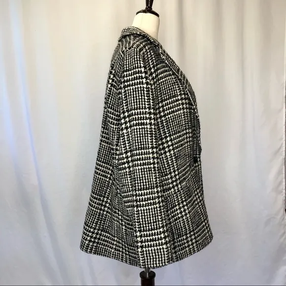 Talbots black white wool houndstooth blazer 16P