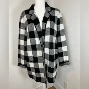Talbots Oversized Plaid Blazer-look Cardigan