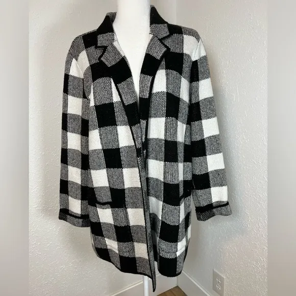 Talbots Oversized Plaid Blazer-look Cardigan