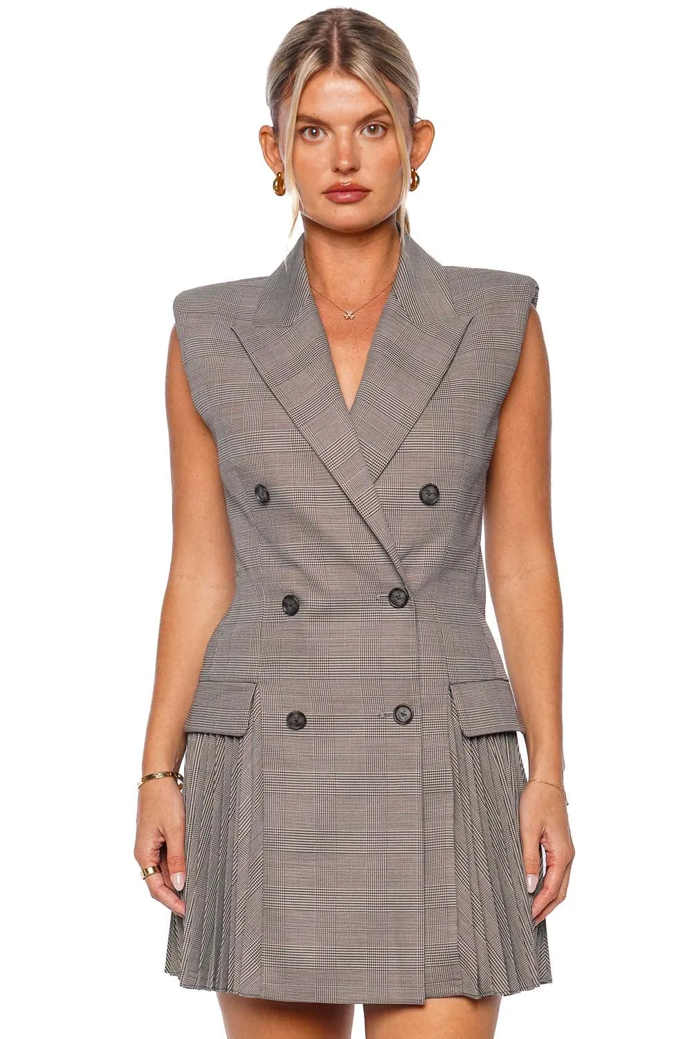 Tanaka Houndstooth Mini Blazer Dress