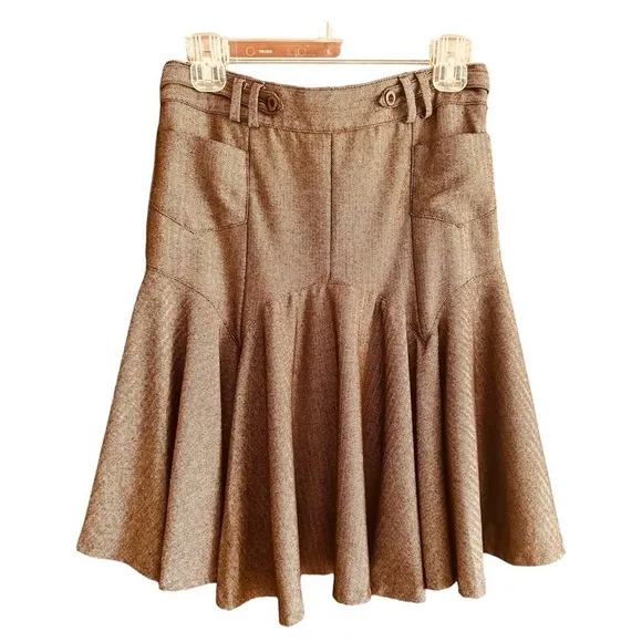 Ted Baker | Herringbone Drop-waist Pleated Skirt EUC
