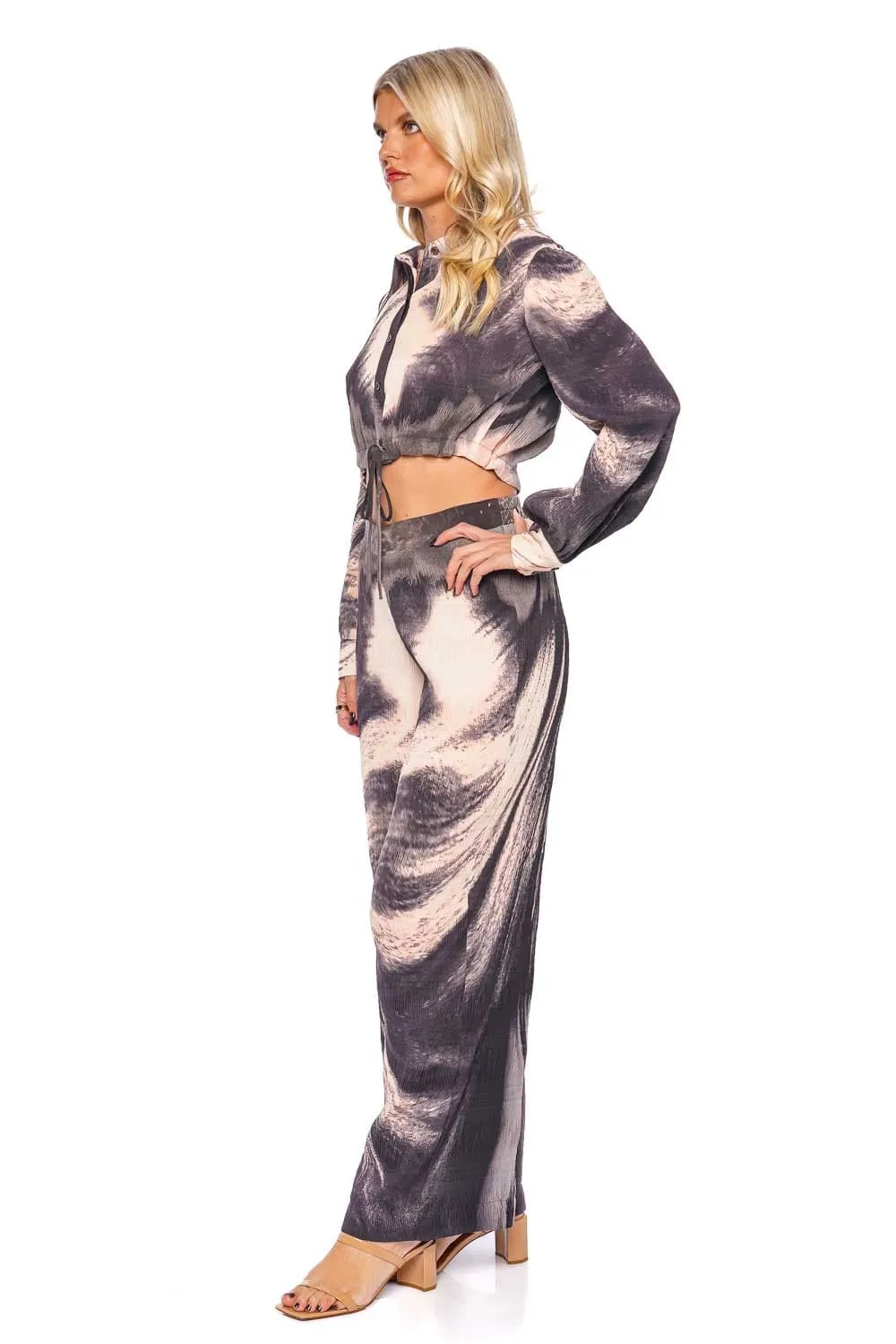 Terina Printed Drawstring Cropped Top