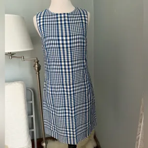 Theory Easy Checked Blue gingham Shift Dress Picnic Preppy
