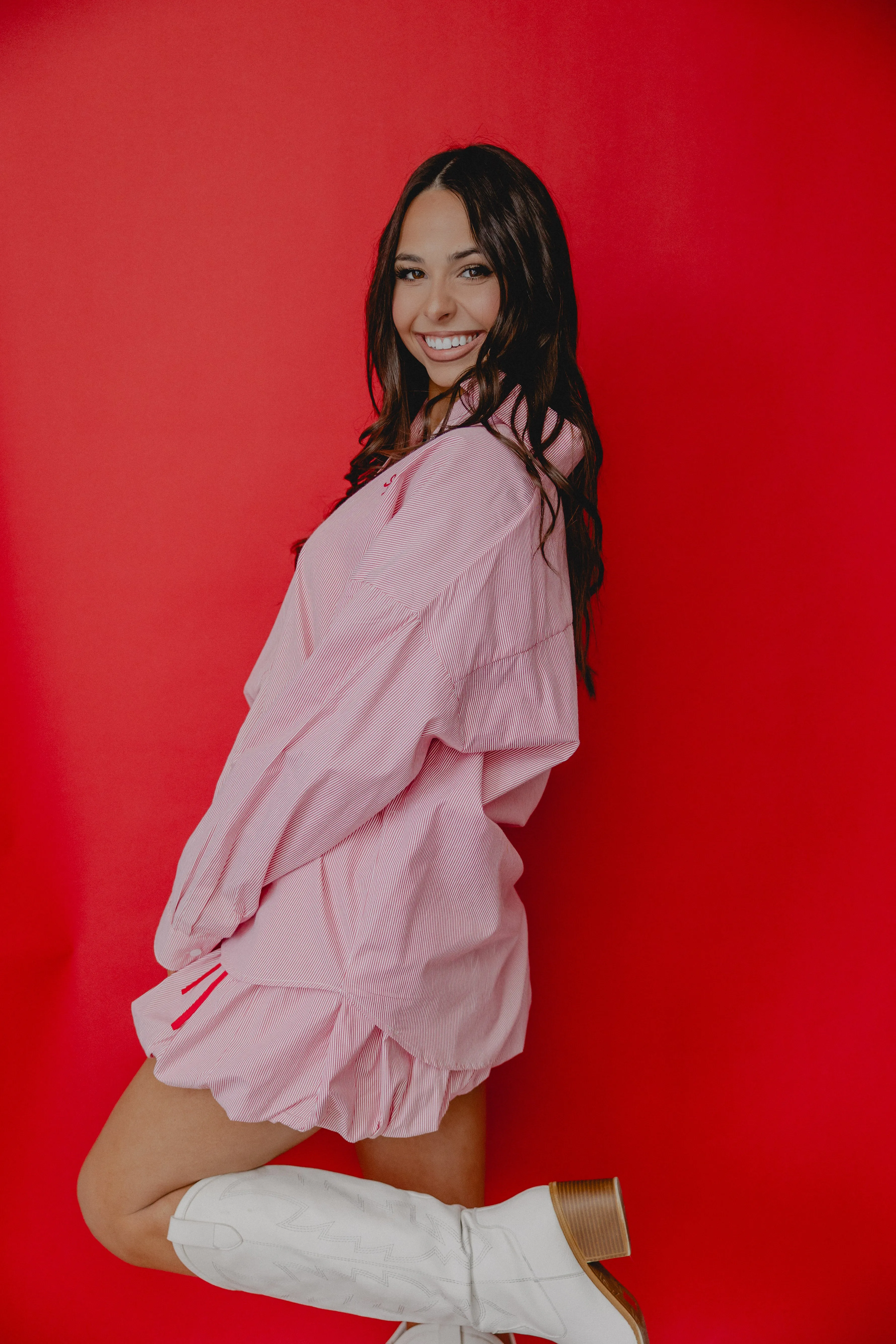 Tickled Pink Stripe Button Down Pink