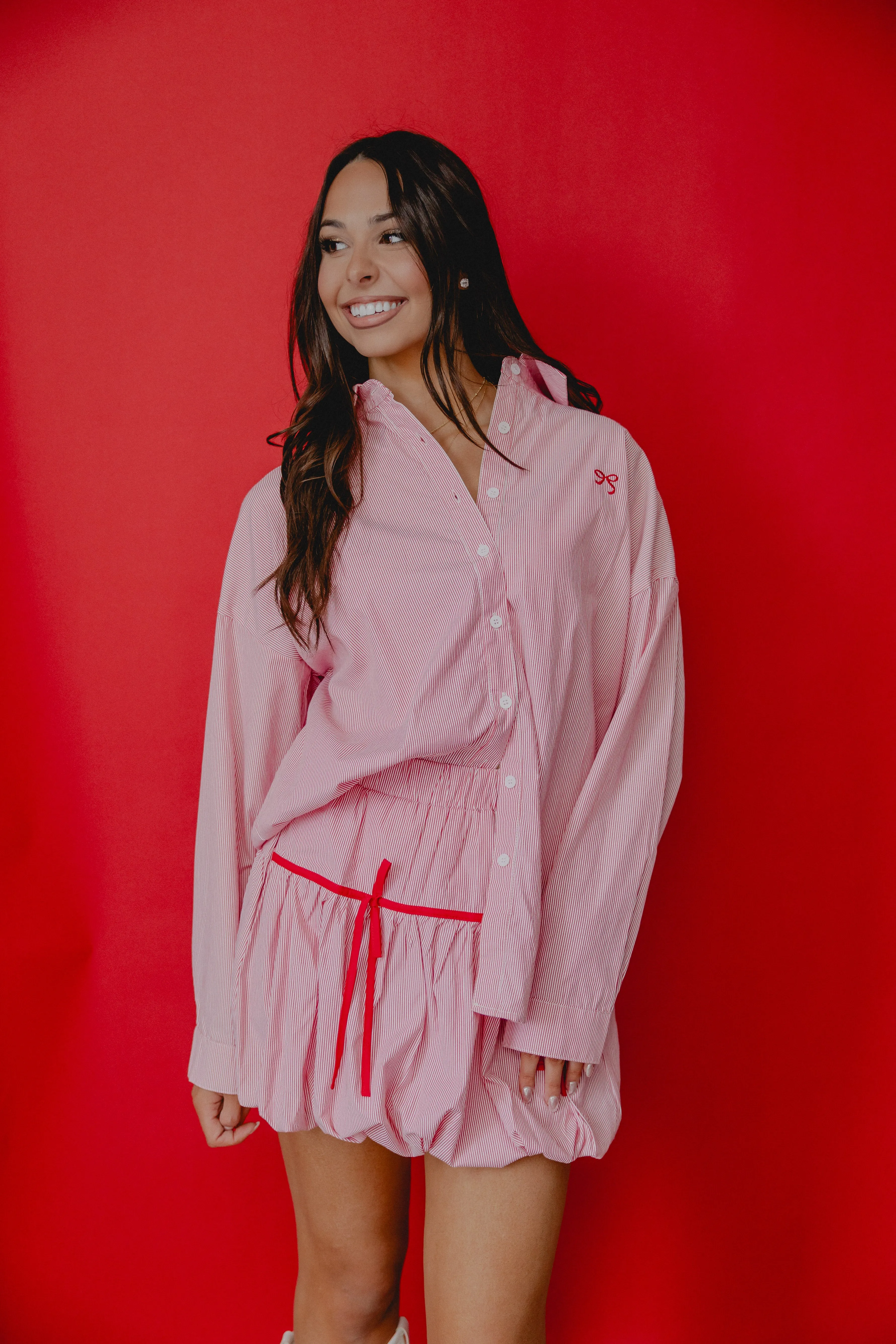 Tickled Pink Stripe Button Down Pink