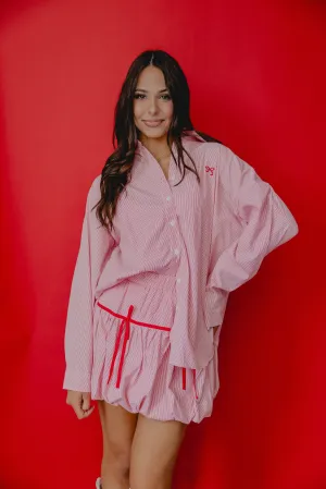 Tickled Pink Stripe Button Down Pink