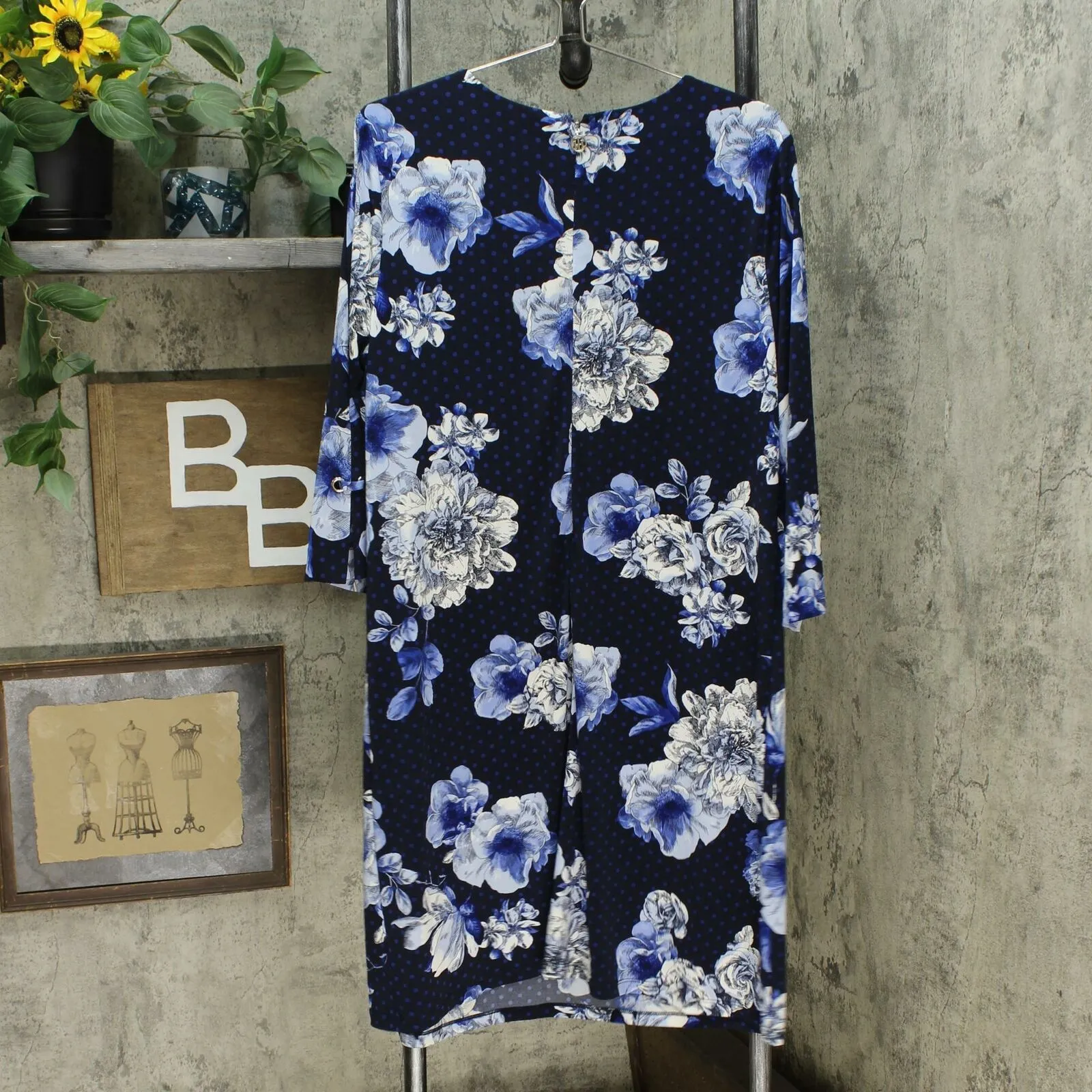 Tommy Hilfiger Plus Size Floral-Print Grommet-Sleeve Dress Sky Captain Blue 14W