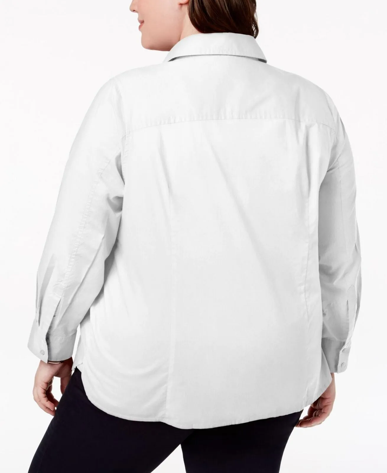 Tommy Hilfiger Womens Plus Size Heritage Cotton Utility Shirt W7RM0530 White 1X