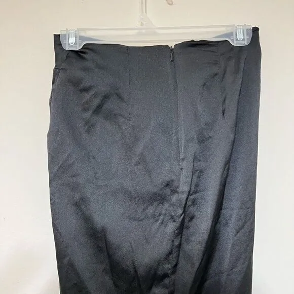 Topshop Black Wrap Satin Midi Skirt New 4