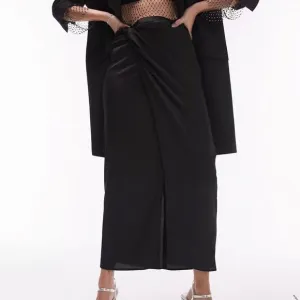 Topshop Black Wrap Satin Midi Skirt New 4