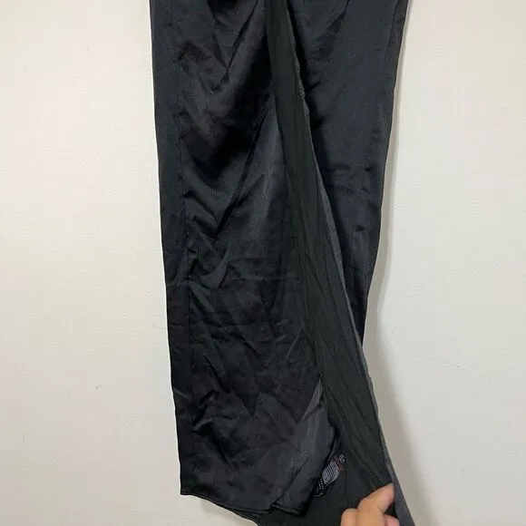 Topshop Black Wrap Satin Midi Skirt New 4