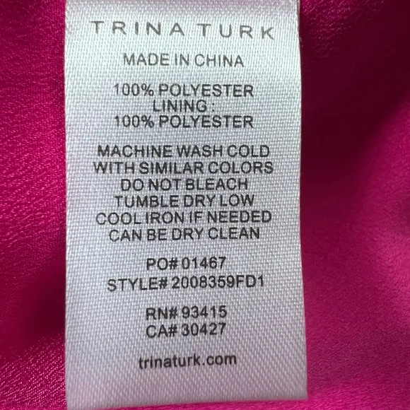 Trina Turk Memorable Hot Pink Tulip Sleeves Dress Size 6