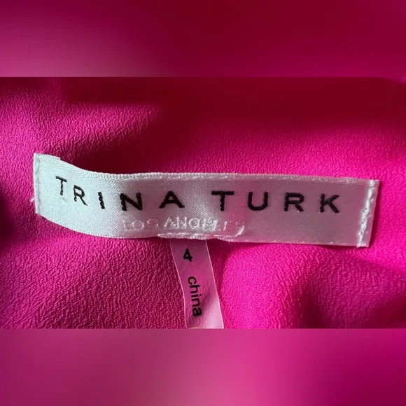 Trina Turk Memorable Hot Pink Tulip Sleeves Dress Size 6
