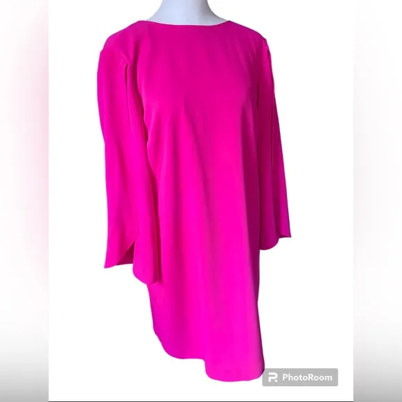Trina Turk Memorable Hot Pink Tulip Sleeves Dress Size 6
