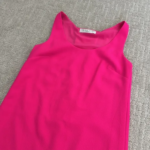 Trina Turk Orlee Pleat Crepe Shift Dress Hot bright pink sleeveless mini