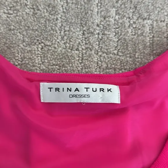 Trina Turk Orlee Pleat Crepe Shift Dress Hot bright pink sleeveless mini