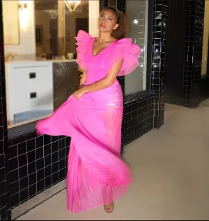 Tulle Sleeve Dreams Top (HOT PINK)