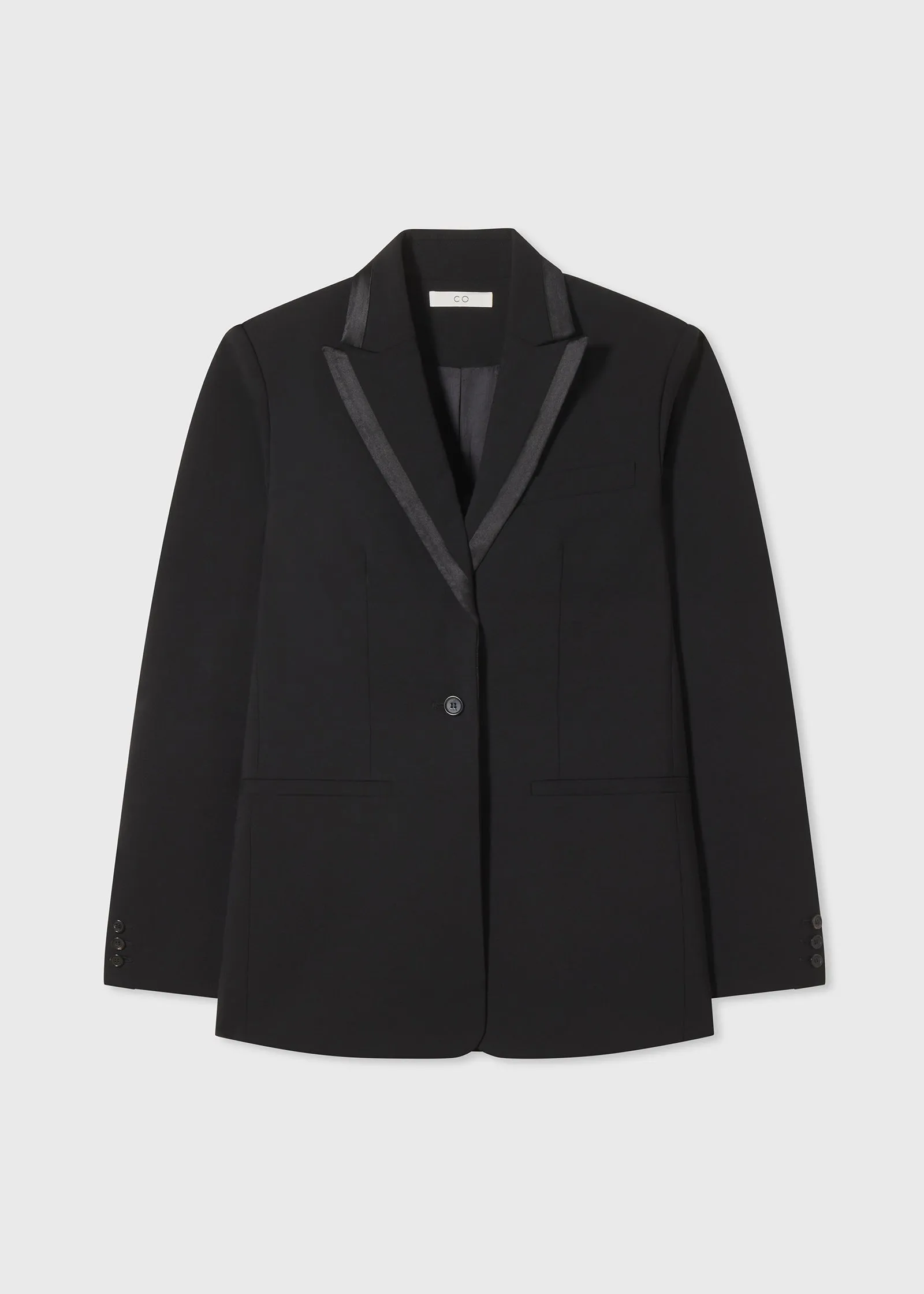 Tuxedo Jacket in Wool and Silk - Black